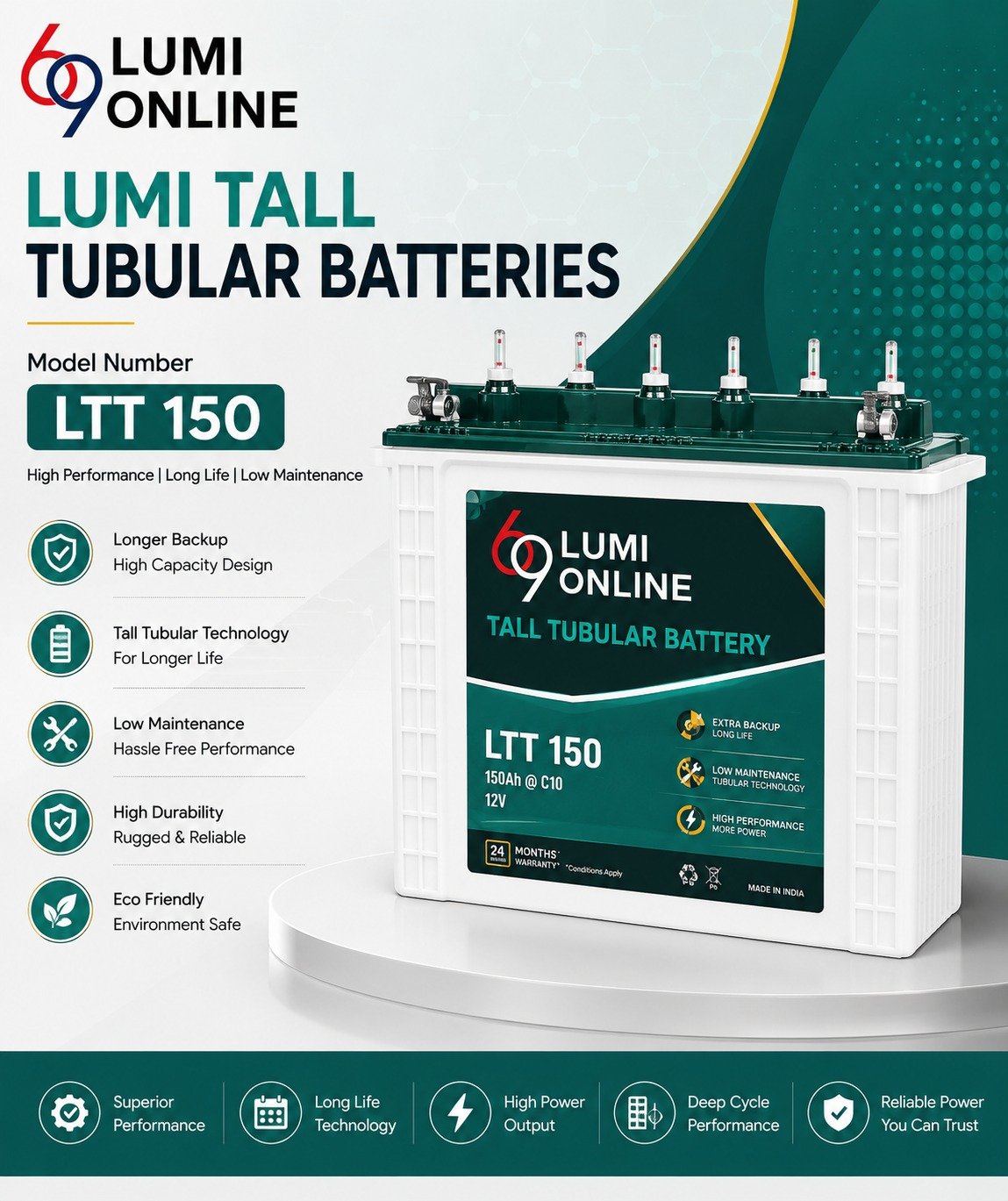 LTT150 Tall Tubular Battery