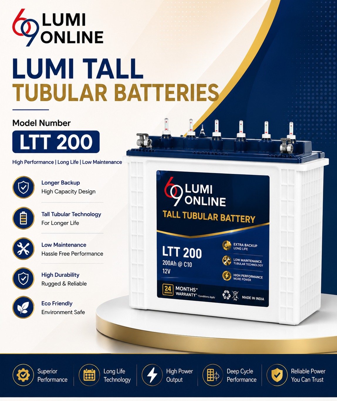 LTT200 Tall Tubular Battery