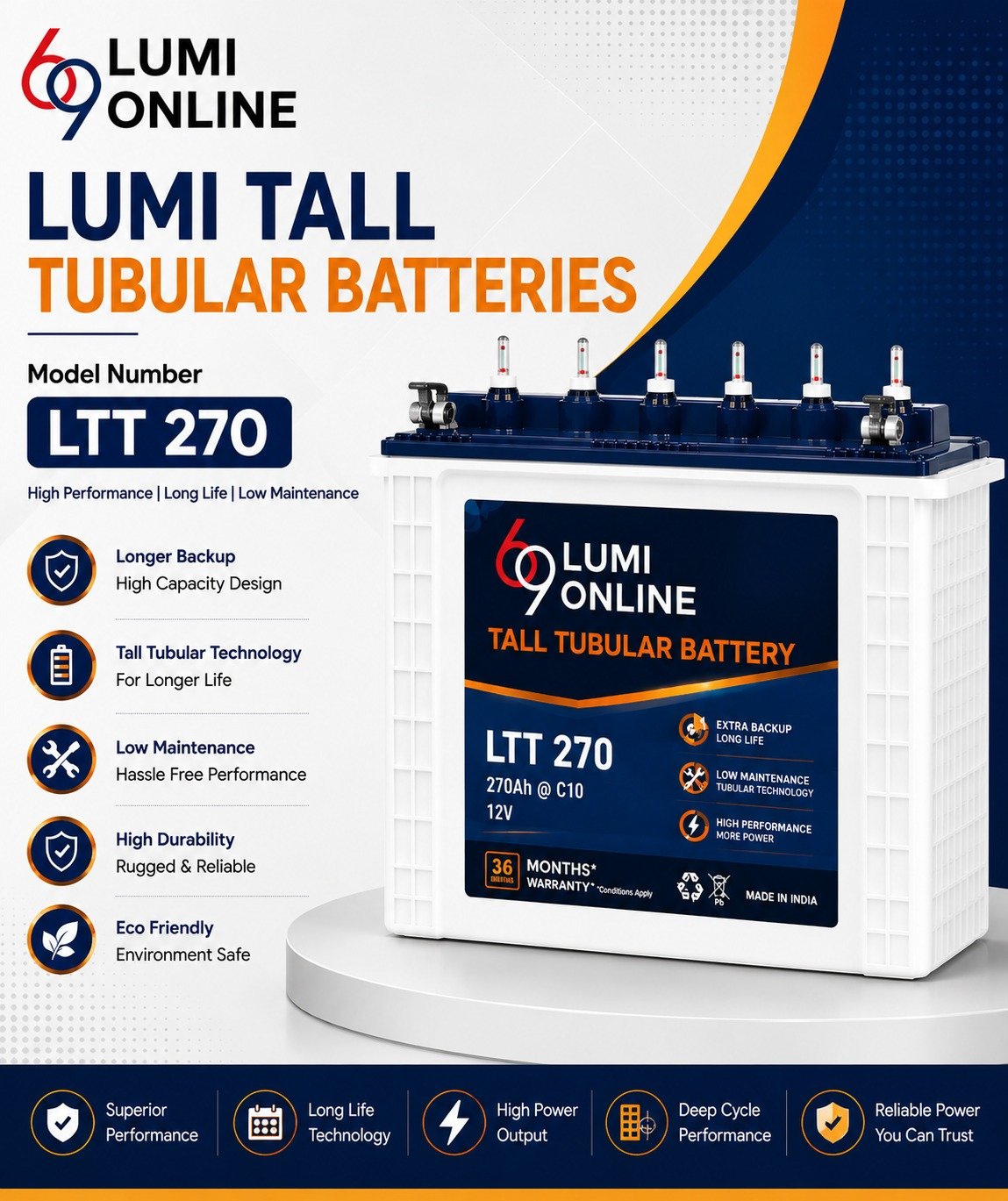 LTT270 Tall Tubular Battery